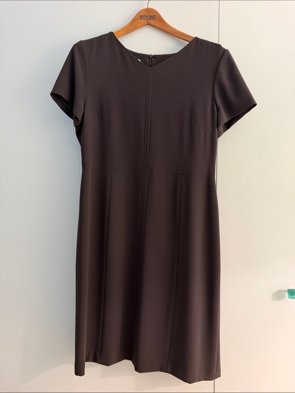 Talbots Brown Short-Sleeve Fit-and-Flare Lined Dress